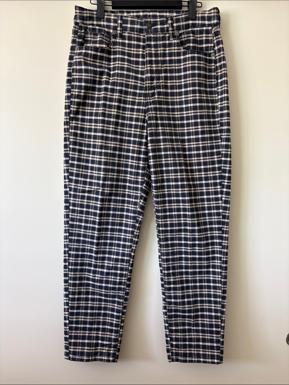 American Eagle Outfitters Navy & White Plaid Chinos - Classic Check